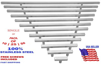 #ad Lot 1x 10x 25x 50x Square Stainless Steel Pull Handle For Drawer Kitchen Cabinet $254.13