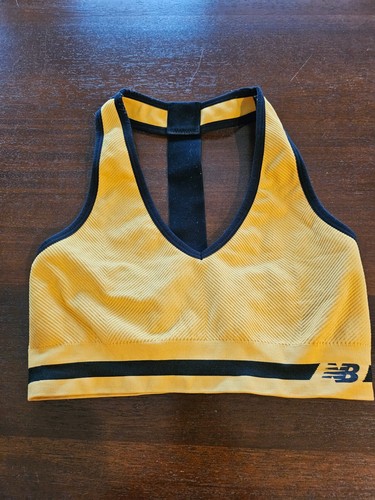 New Balance Medium Impact Sports Bra Yellow Black Size Medium