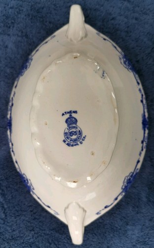 Antique W Adams & Co Semi-Porcelain Soup Tureen, "Athens" Pattern - Picture 7 of 12