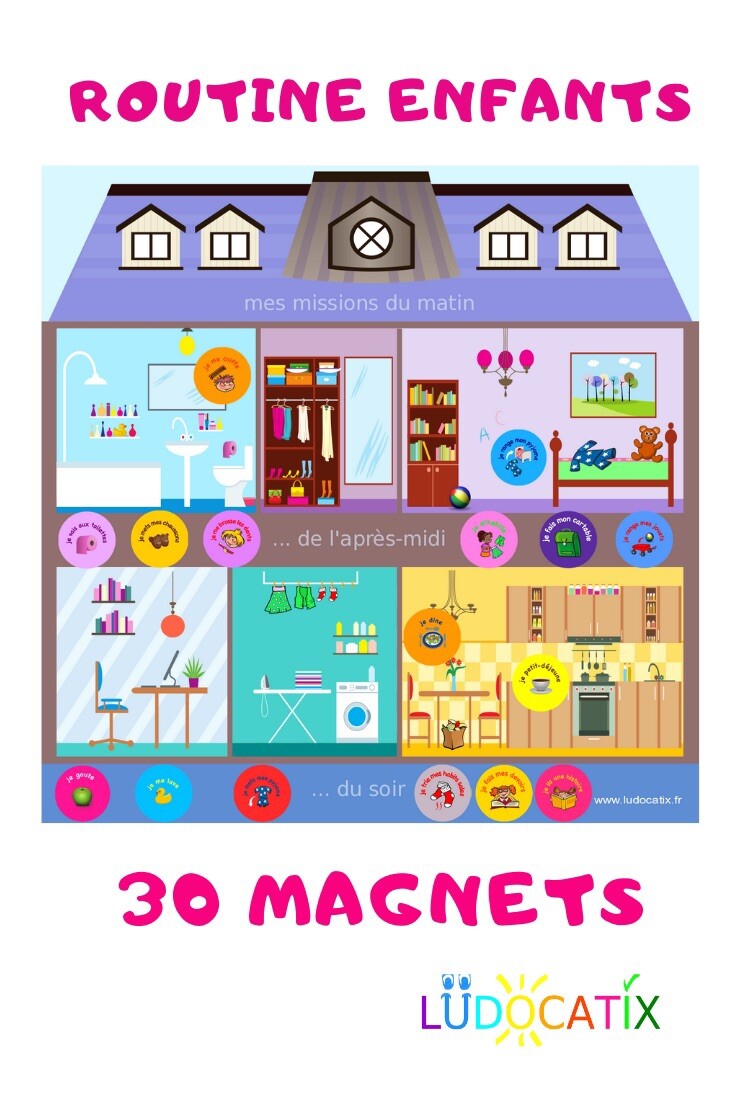 Magnets routines Montessori maison pour organiser le quotidien des enfants