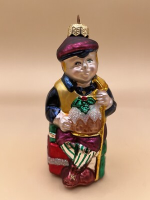 Rare Vintage Dep56 Glass Tiny Tim Christmas Carol Ornament