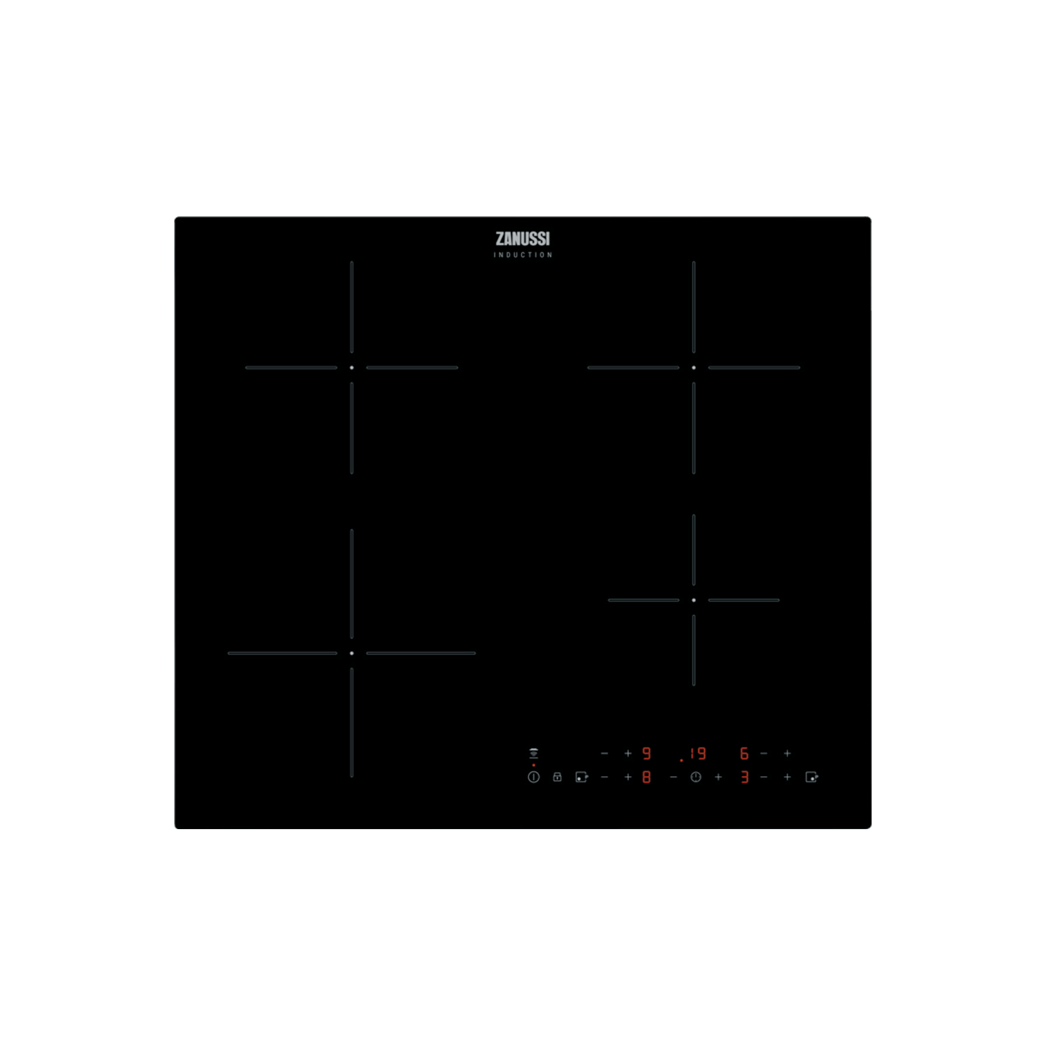 Zanussi Black Glass Induction Hob ZITN643K 59cm 4 Burners 7332543711734