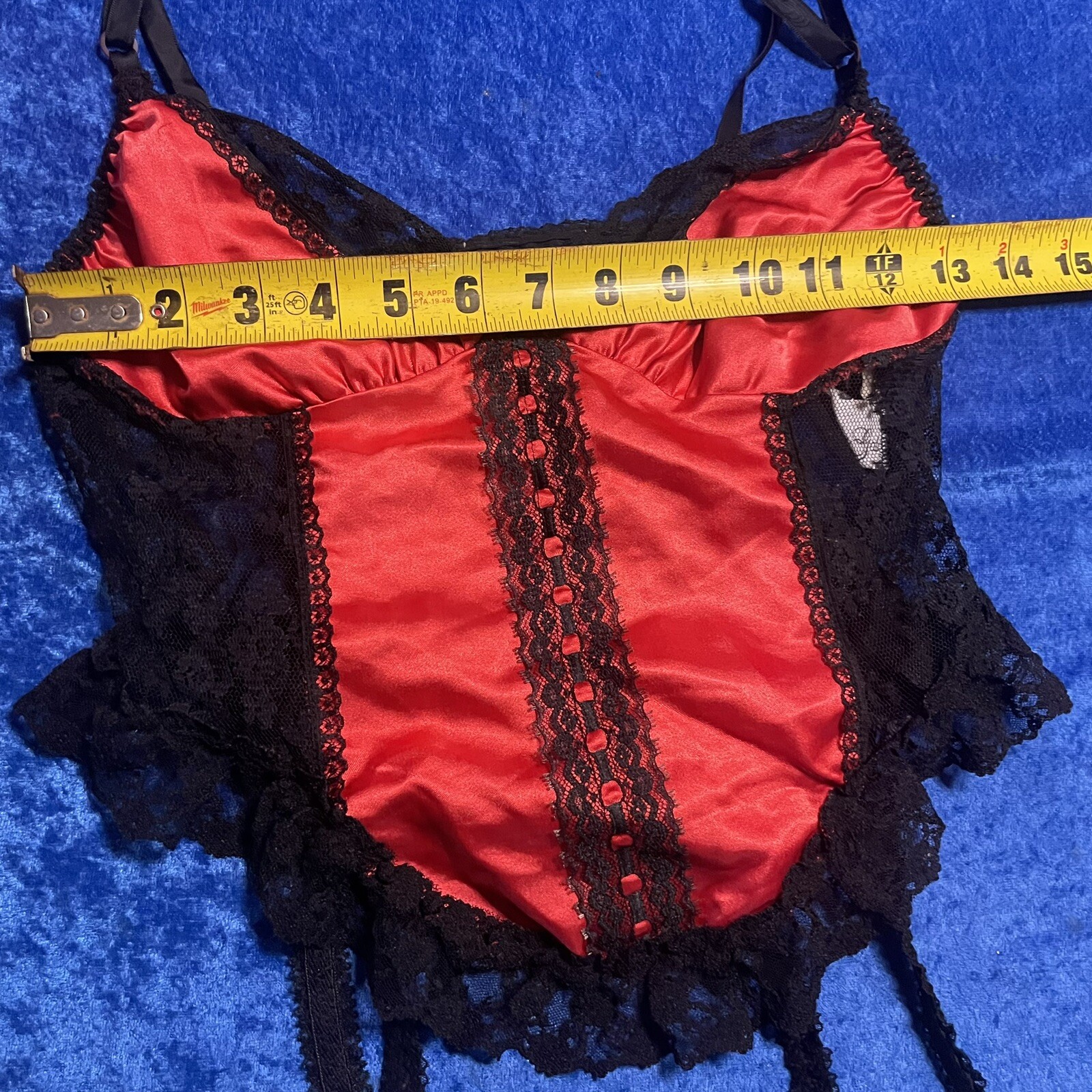 Vintage Alana Gale Lingerie Cami Top Garter Straps Red Black Mesh Lace Pinup