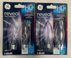 Ge Reveal Hd+ 60W Ceiling Fan Bc Light Bulb Pack Of 2 (4Pcs)