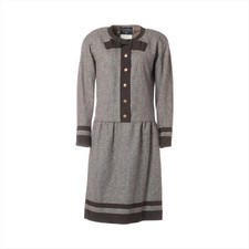 Chanel Coco Button 88AW Wool Dress 34 Ladies' Gray  23618