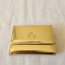 Anne Klein ll Wallet Gold Trifold Slots Pockets Faux Leather Everyday Designer