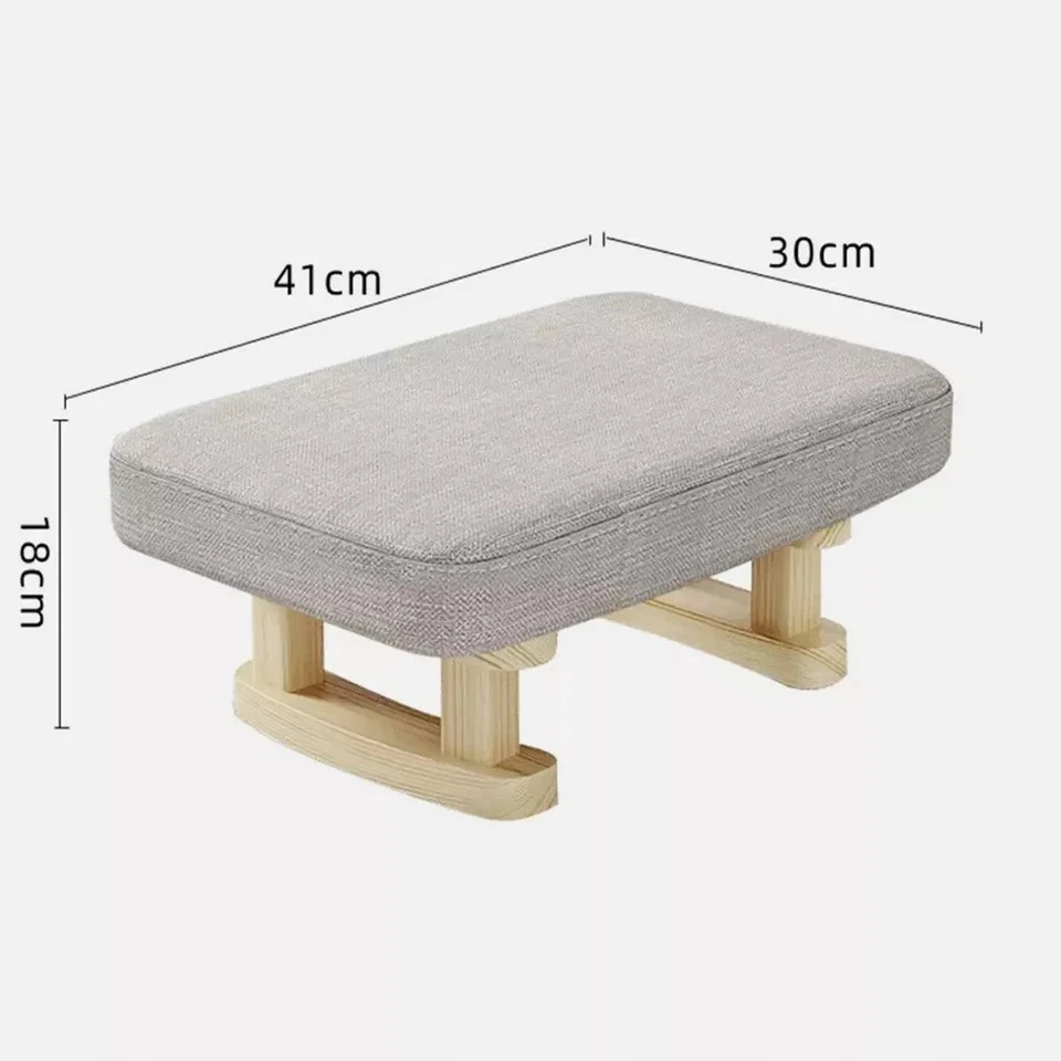 Small Foot Stool, Fabric Footstool with Wooden Legs, Footrest Stools Grey - Image 2 of 4