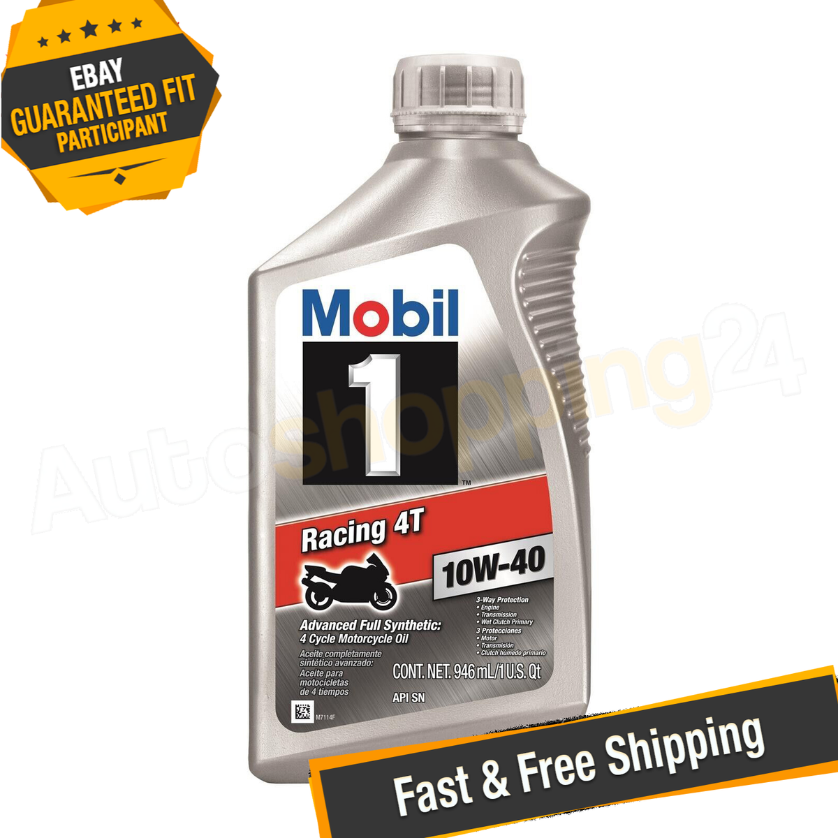 Mobil 1 124245 Racing 4T 10W-40 Motor Oil, 1 Quart - Single | eBay