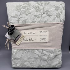 3pc Nicole Miller Artelier Lt Sage Queen Duvet Cover Sham Set Matelasse Cotton