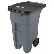 Rubbermaid Commercial 1971941 Brute 32 Gal Rectangular Rolling Plastic Can,