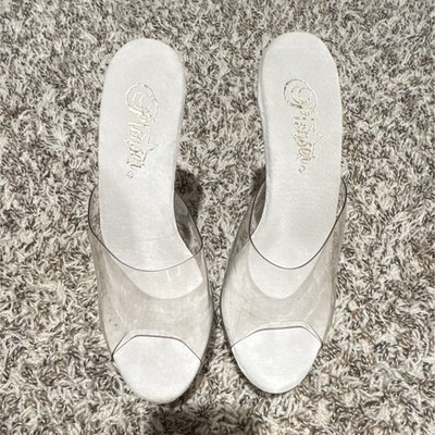 Pleaser Women s Size 7 Clear Platform Mule Stiletto Heels Open Toe Slip-On