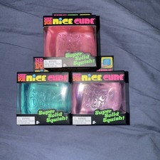 Nee Doh Nice Cube Super Solid Squish Blue, Purple, And Pink - Brand New Lot Of 3