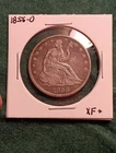 1856-O Seated Liberty Half Dollar Silver Coin XF+ Rainbow Toned