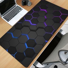 40 90cmXXL Hexagonal Gaming Mouse Pad - HD Printed Desk Mat with Vibrant Blue 