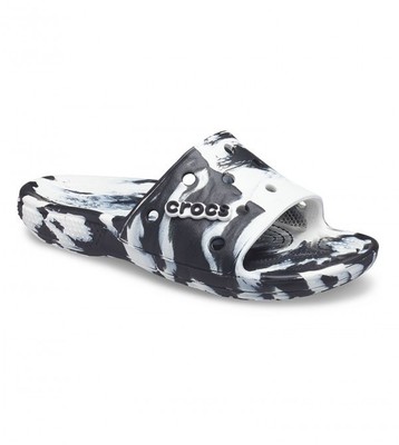 Crocs Classic Marbled Slide White Black 206879-103 Men display picture 1