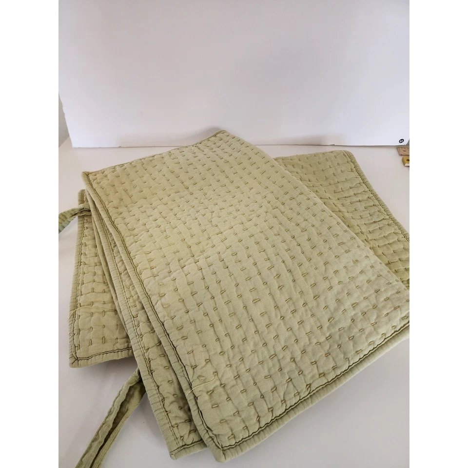 POTTERY BARN Green Pick-Stitch Handcrafted Quilted 20"x26" Pillow Sham -set of 2 - Image 4 of 4