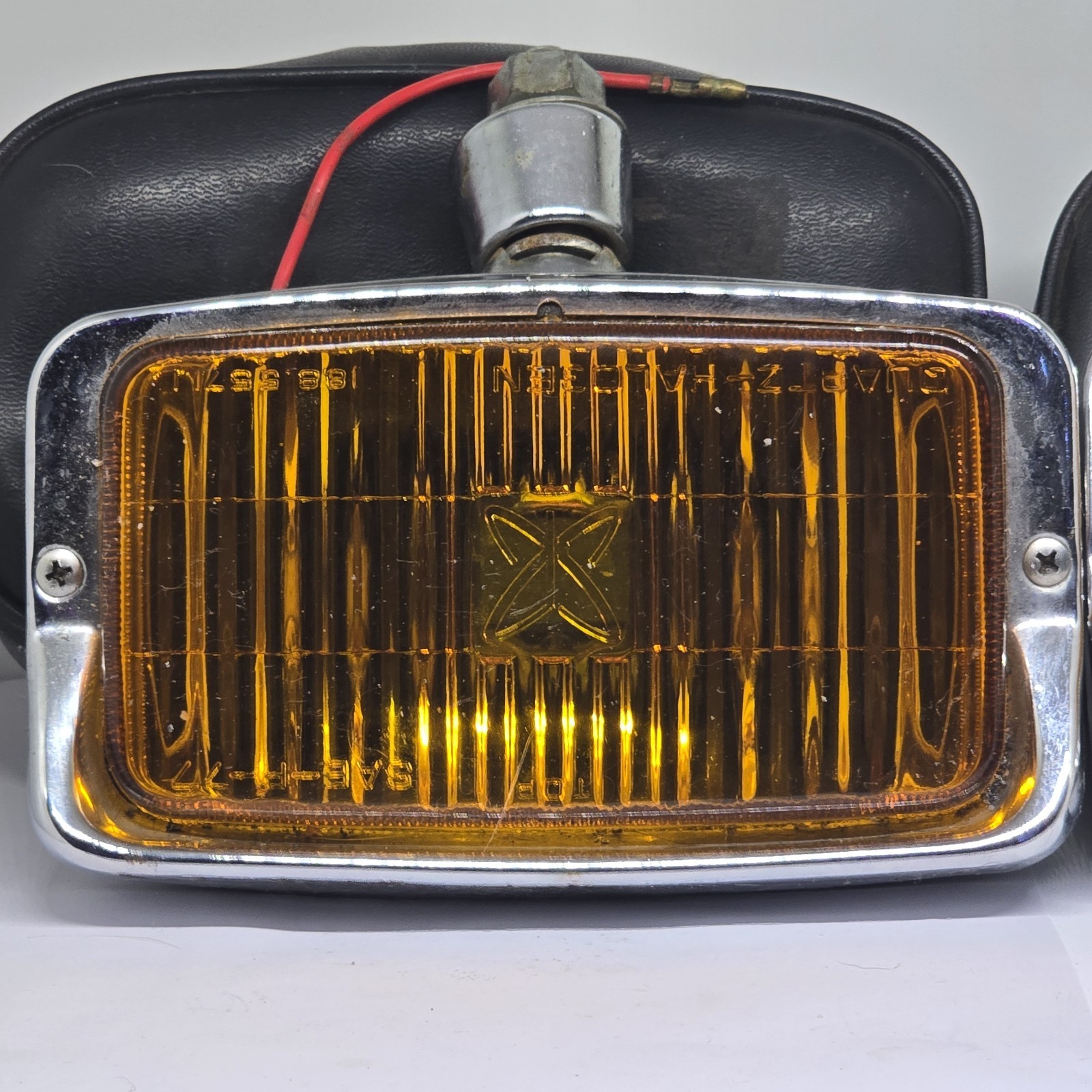 2 Vintage 12V Sears Roebuck Quartz Halogen Amber Auxiliary Fog Lights and covers - second product detail image