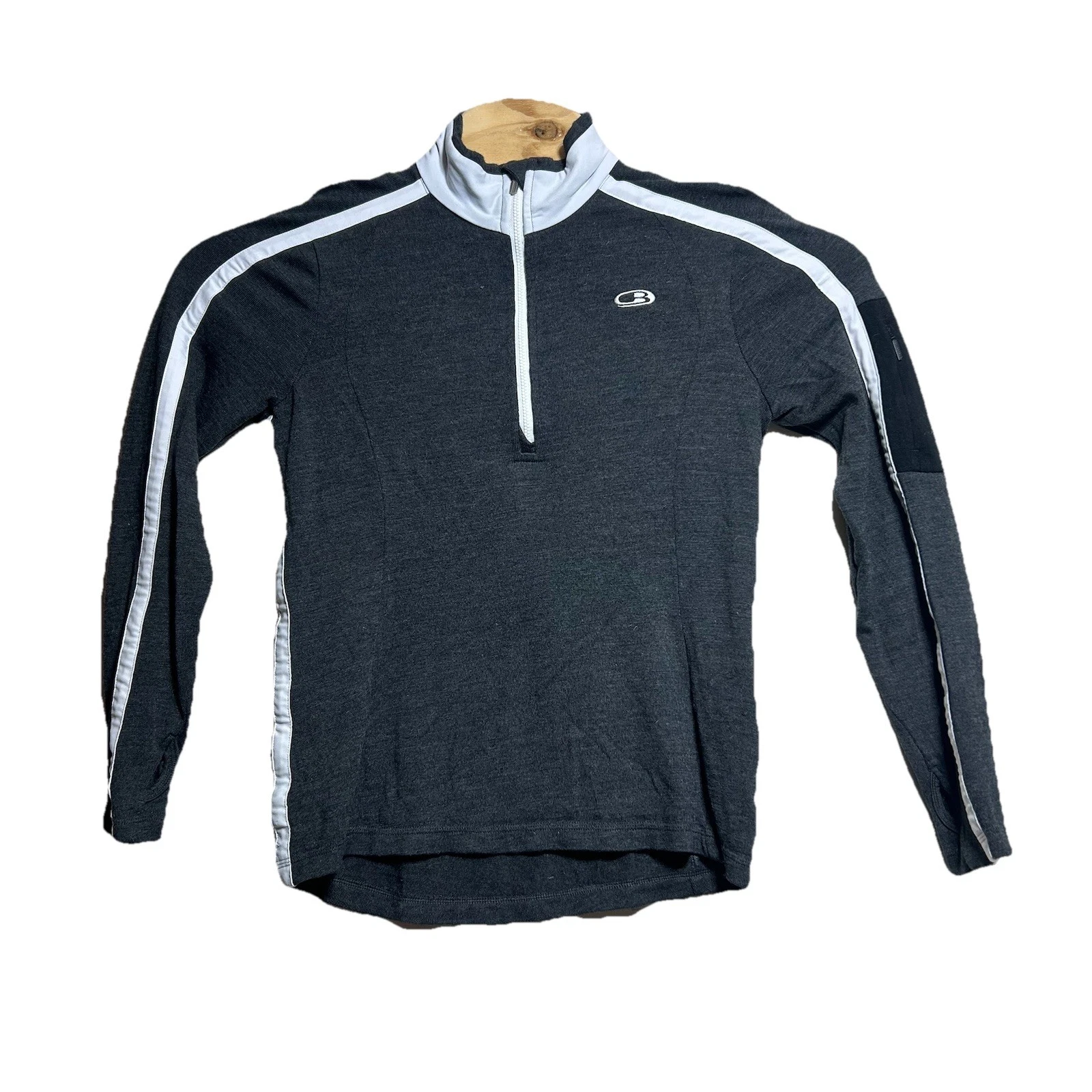 Icebreaker Women’s Small 100% Merino Wool Quarter Zip Sweater Base Layer Gray