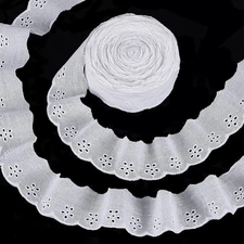 Yards Cotton Lace 15 Trim 1-5/8 inch White Cotton Eyelet Lace Floral Ruffle Lace