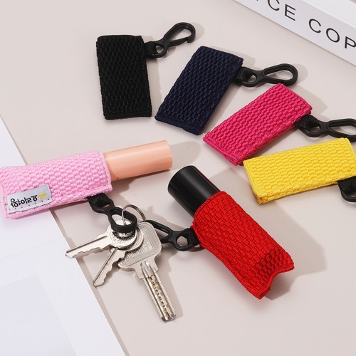 3 Pcs Lip Balm Holder Keychain Knit Elastic Sleeves Holder Keychain, Navy - Picture 4 of 6