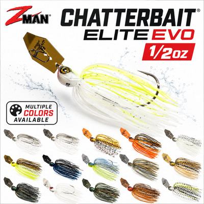 Z-Man ChatterBait Elite EVO 1/2 oz Bladed Jig Choose Color Bass Fishing Lure