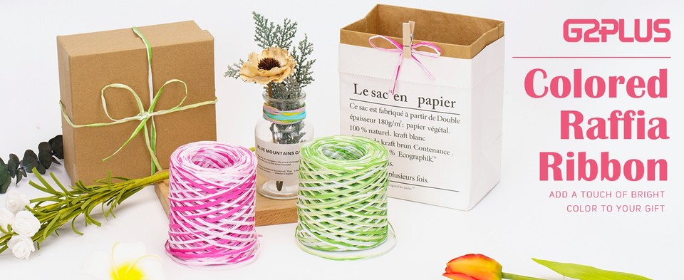 6 Colored Packing Paper String, Colored 262 Feet Raffia Paper Ribbon | eBay