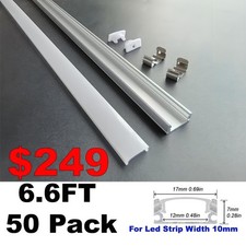 50 Pack Aluminum U Channel Classic Style Track LED Strip Diffuser 3.3FT 6.6FT