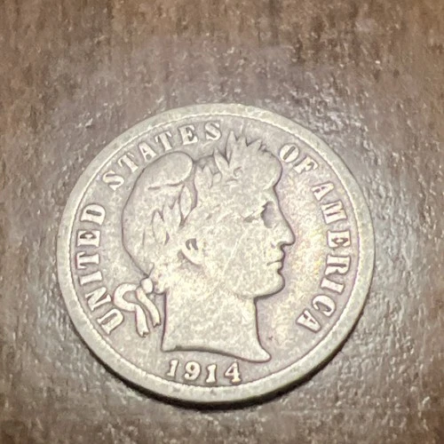 1914-D Barber Liberty Head Dime 90% silver Actual coin Fill Your Collection