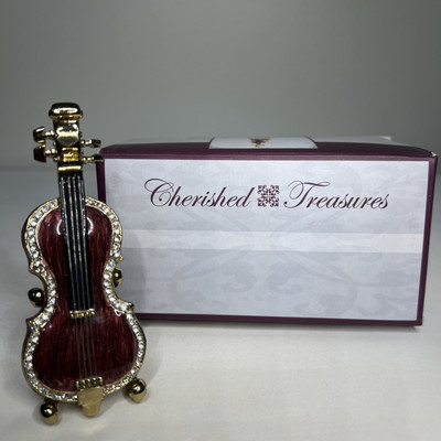 NEW Cherished Treasures Violin Jewelry Trinket Box Music Collectible