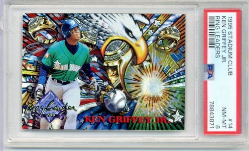 KEN GRIFFEY JR 1995 STADIUM CLUB RING LEADERS INSERT GRADED PSA 8
