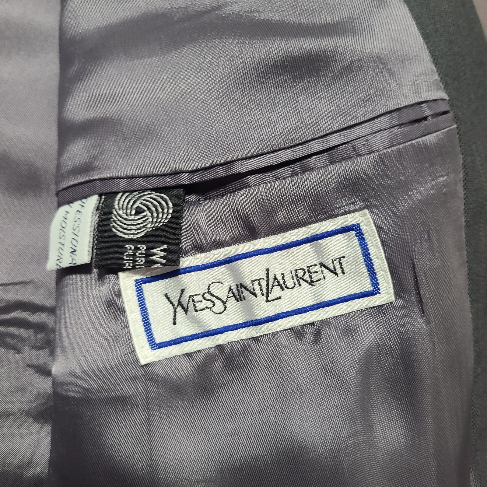 Giacca tuta uomo YSL Yves Saint Laurent grigio scuro lana cappotto sportivo blazer EXC CON