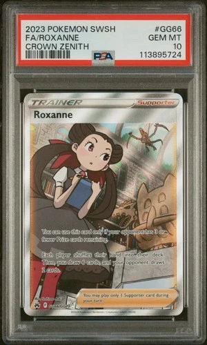 2023 POKEMON SWORD & SHIELD CROWN ZENITH #GG66 FULL ART/ROXANNE PSA 10