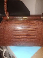 Vintage 1950s Bellestone Alligator Handbag Top Handle Mid Century 10x6x4 Used