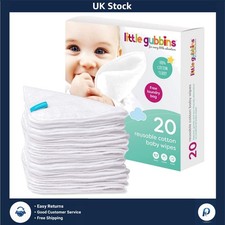 Soft Reusable Cotton Terry Baby Wipes 20x20cm Super Gentle 20 Pack