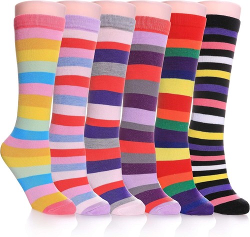 Girls Knee High Socks Kids Animal Pattern 6 Pairs Cotton Long Socks for School - Picture 3 of 8