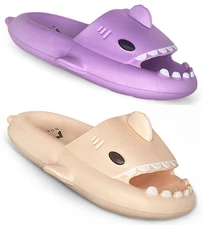 Norty Girl Unisex Toddler - Big Kid Novelty Shark Slide Slipper Lightweight