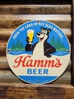 VINTAGE HAMMS BEER PORCELAIN SIGN OLD MINNESOTA BEVERAGE STOUT BEAR LAKES 12"