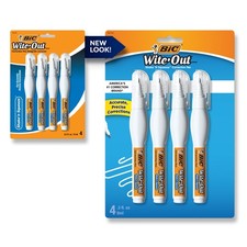 BIC Wite-Out Brand Shake 'N Squeeze Correction Pen 0.3 Ounces White 4 Count