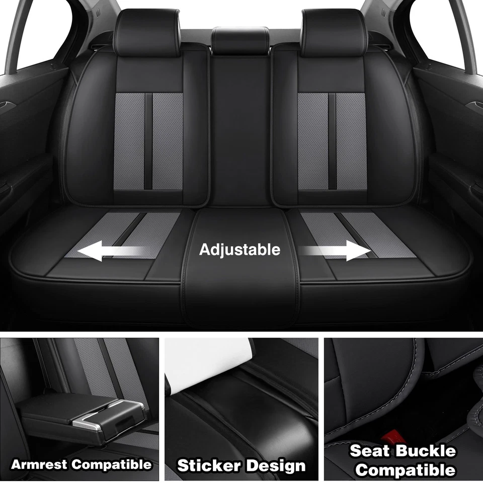 For Hyundai Accent Elantra Genesis Seat Covers 5-Seat Front Rear Luxury leather Foto 3 de 4