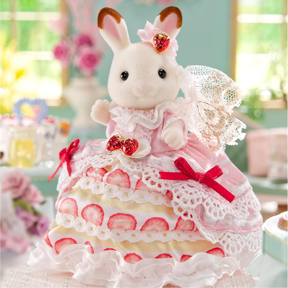 Sylvanian Families Freya Chocolate Rabbit Strawberry Cake Dress 40th ...