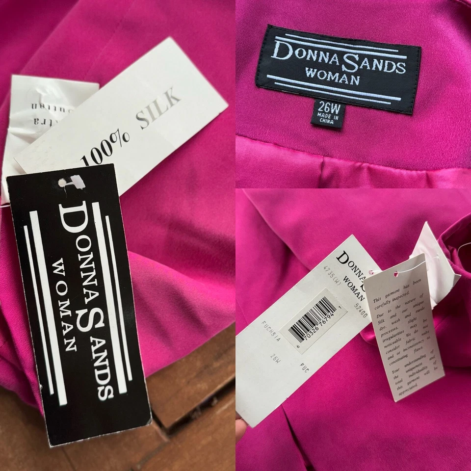 NWT Donna Sands Executive Collection 100% Silk Plus 26W Pink Fuchsia Suit Set - Image 3 of 4