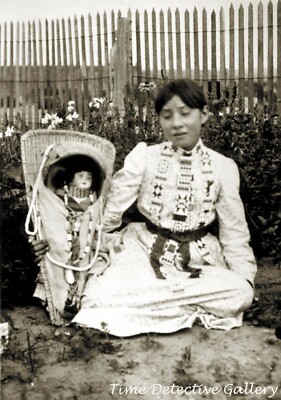 Paiute Indian Girl with Her Doll - Historic Photo Print