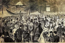 Music in Central Park BAND BANDSHELL Victorian Afternoon 1869 Art Print Matted