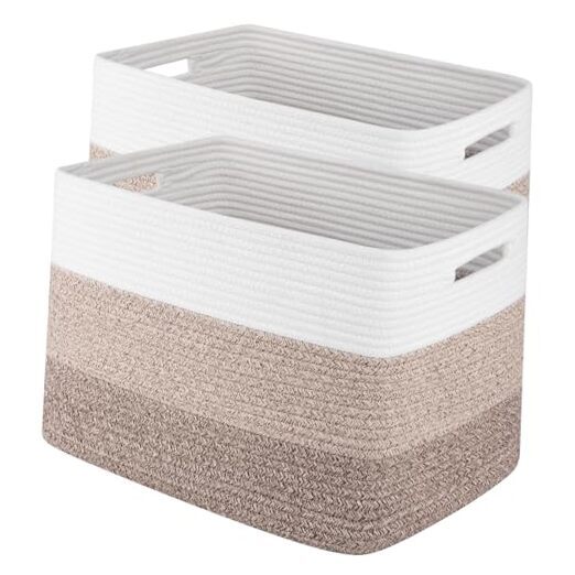 Storage Baskets for Organizing, 2 Pack Woven Basket for Storage, Gradient Brown-image