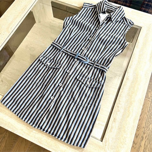 Fendi One Piece Blue White Multicolor Striped Women's Size 42 From Japan Used - Picture 4 of 10