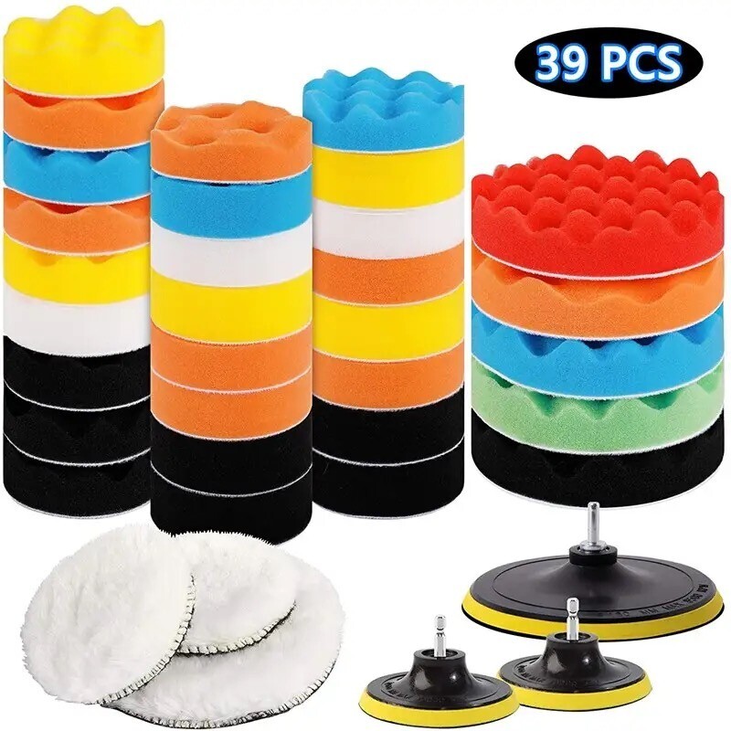 Ensemble de polissage pour véhicules kit tampons en mousse lustrage et éponges de rénovation