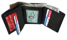 RFID Blocking Genuine Leather Men's Trifold Wallet Credit Card Holder ID Window
