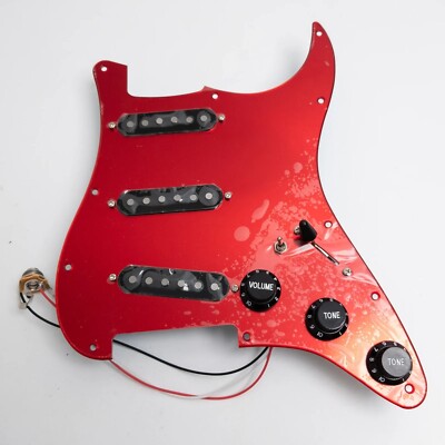 Red SSS Guitar Prewired Loaded Pickguard, Alnico Pickups, Multi Tone Fit Strat