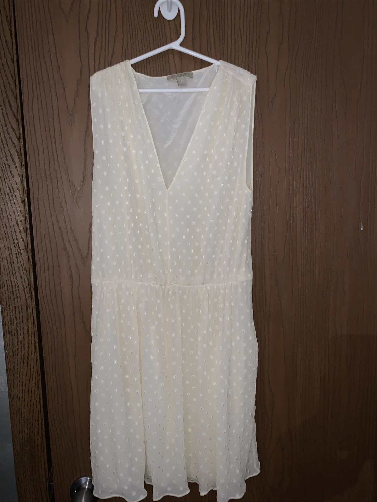 Abito donna BURBERRY BRIT panna senza maniche ricamato plissettato foderato taglia 8