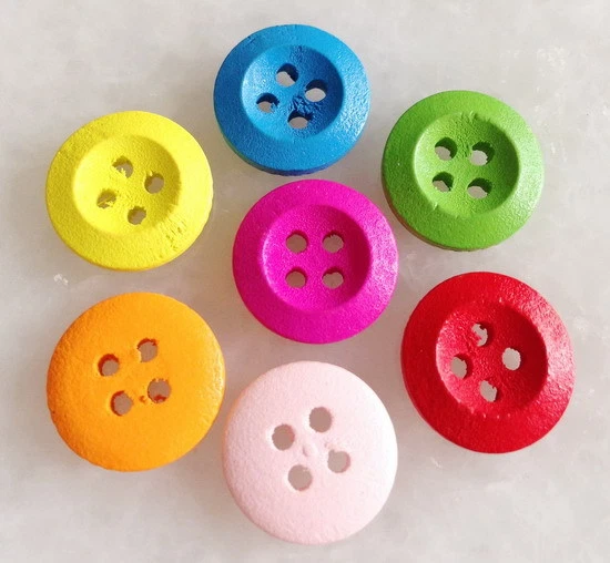100Pcs Mixed Round shape Pattern 4 Holes Wooden Buttons Sewing Craft DIY Znk202 - Image 4 of 4